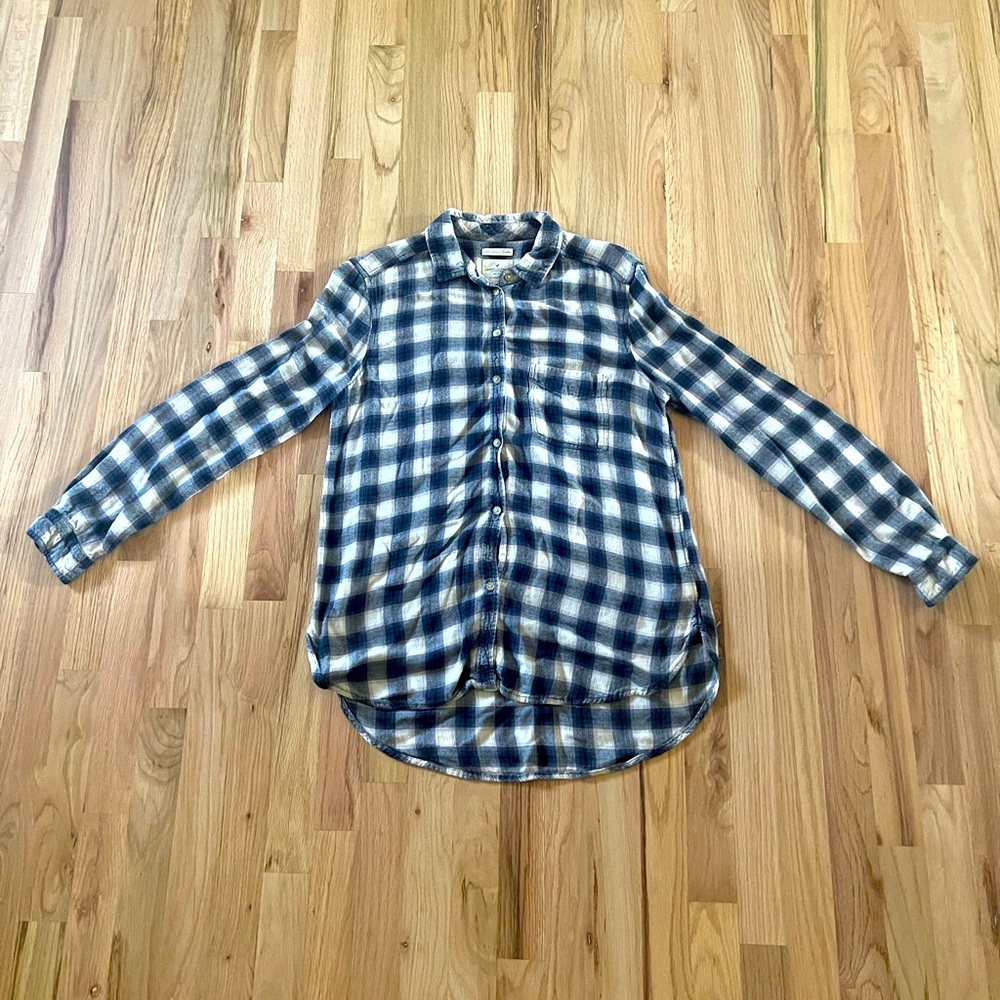 American Eagle Outfitters Boyfriend Fit Blue Women’s Flannel Size MEDIUM